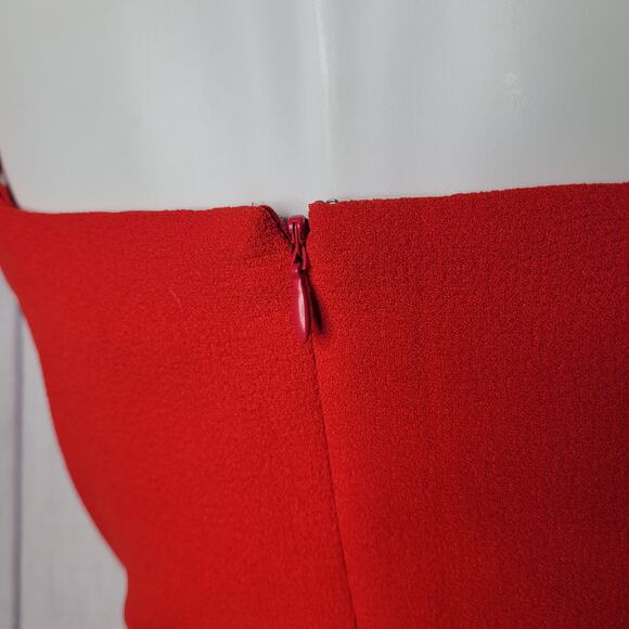 Dress The Population Red Wide Leg Draped Deep V Neck Jumpsuit Womens Small - Picture 9 of 9